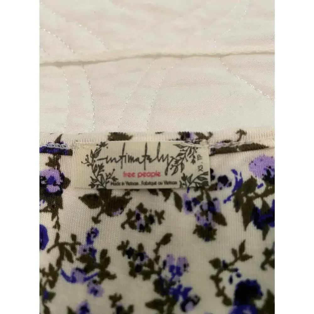 NWOT Intimately Free People XS Purple Floral V Neck Cutout Bodysuit Cottagecore